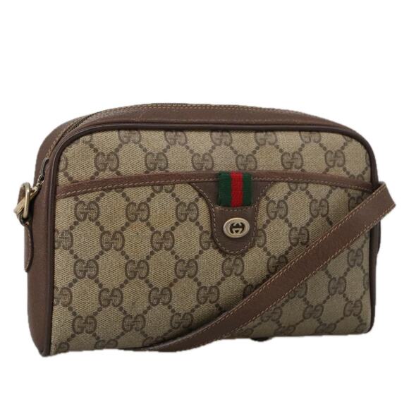 GUCCI GG Supreme Web Sherry Line Shoulder Bag Pvc Beige 156 02 089 - Picture 1 of 16